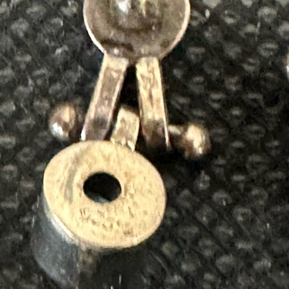 Unique Sterling Hinged Post Earrings with Light Blue Gemstone - Picture 2 of 4